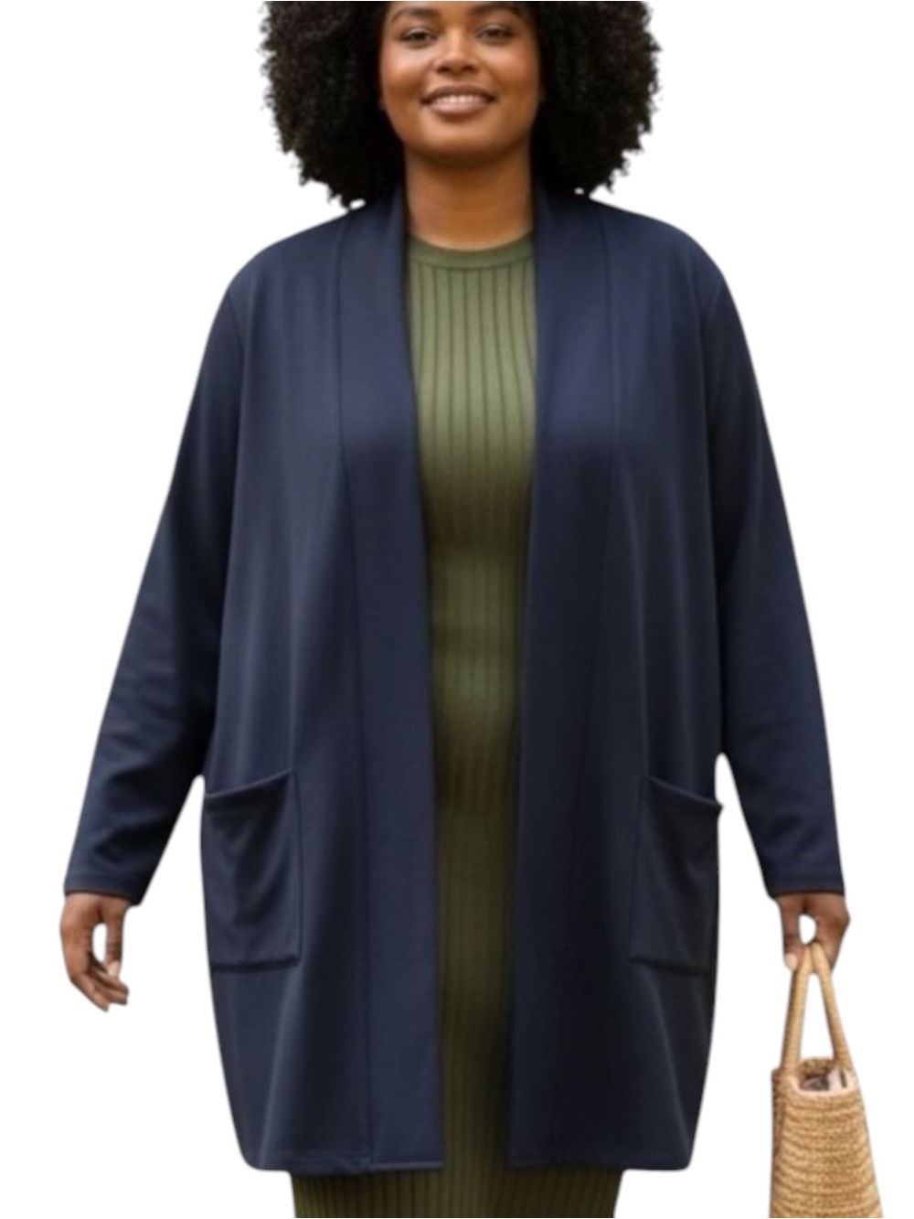 Galinda Wang Navy Long Sleeve Open Front Jacket Vintage Size XXL